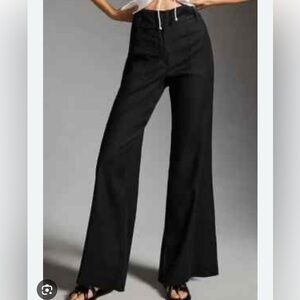 Anthropologie Maeve Naomi Linen & Cotton Blend Wide-Leg Flare Pants Size 12p